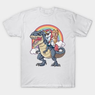 Pitbull Unicorn Ride T-rex Funny T-shirt For Lover T-Shirt